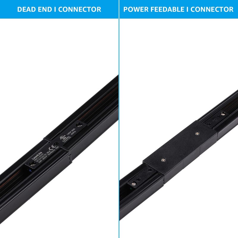 LEONLITE H Track Dead End I Connector, Single Circuit 3-Wire-1 Track Lighting Kit, UL Listed, Flame Retardant Material, Black - Image 2
